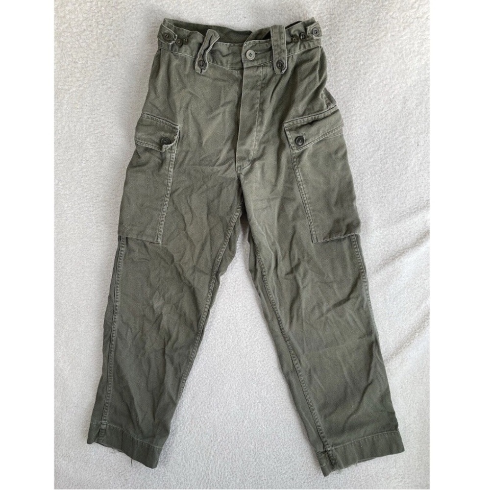 Vintage 1975 Dutch Military Cargo Pants Mens 25x27 KL HV Puijenbroek Green 70s